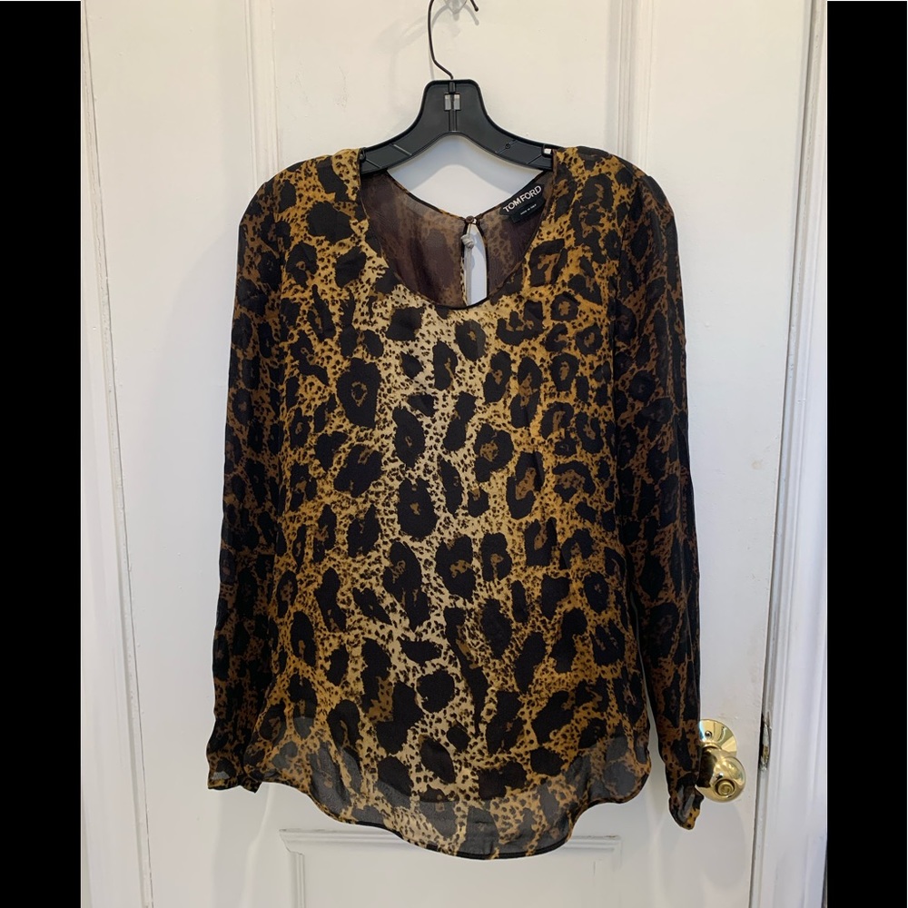 Tom Ford Leopard Print Blouse - Black and Brown